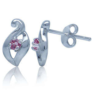 **Retail: R400.00**  Natural Pink 0.10ct Tourmaline 925 Sterling Silver Earrings  (5118)