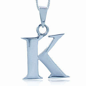 Brand New Initials .925 Solid Sterling Silver Pendant - K