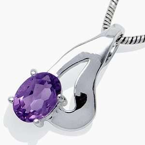 Brand New 1.00ct Natural African Amethyst 925 Sterling Silver Necklace  (5003)