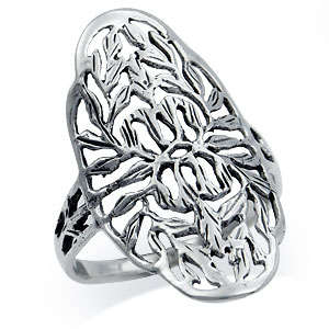 Size 9 / R - Brand New Leaf Filigree Ring in 925 Solid Sterling Silver  (6047)