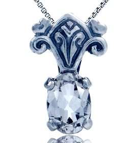 5 ON AUCTION!!  925 Solid Silver 0.50ct Genuine White Topaz Victorian Necklace - 45cm  (6176)