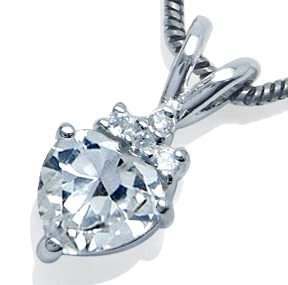 BRAND NEW 925 Solid Silver 0.75ct Diamond White CZ Heart Necklace - 45cm  (6177)