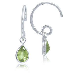 Brand New Genuine Peridot C-Hoop 925 SOLID Sterling Silver Earrings  (7086)