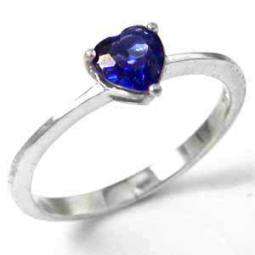 Size 6 / M - Lovely 0.25ct Cr. Blue Topaz Heart Ring in 925 Sterling Silver  (7177)
