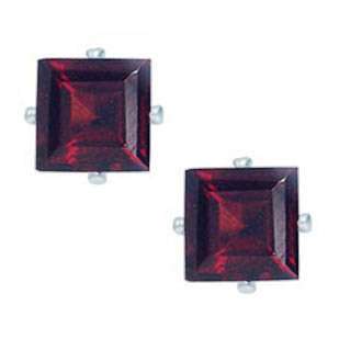 [R1400.00] ASHA CRAFT - 100% REAL 2.60ct Natural Garnet Princess Cut Earrings