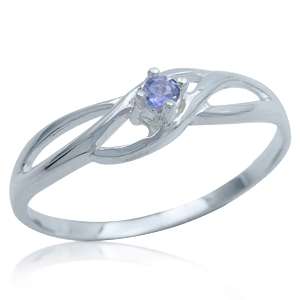 Size 6 / M - Natural Tanzanite 925 Sterling Silver Solitaire Petite Ring  (8052)