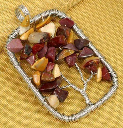 LIMITED STOCK! Natural Mookaite Wire Tree Wrap Pendant  (8076)