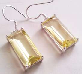 BIG & BOLD! Brand New Cr. Citrine Earrings stamped 925  (8182)