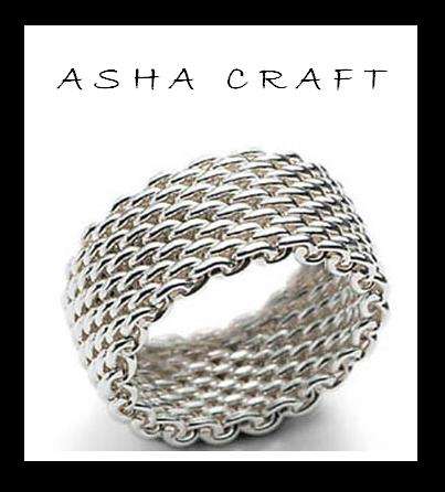 Size 7 / O - Brand New Unique Silver Mesh Ring, stamped 925  (8254)