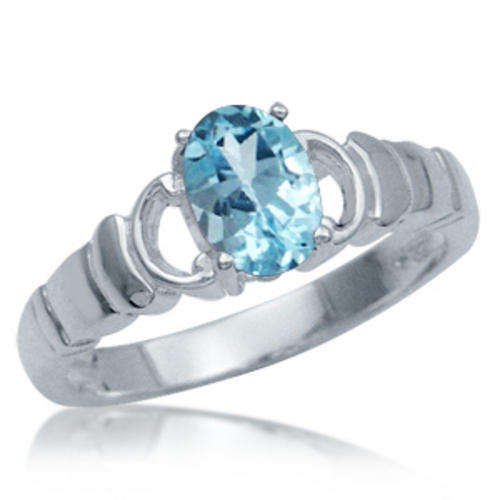 Size 7 / O - Brand New 1.00ct Natural Blue Topaz 925 Sterling Silver Ring  (8310)