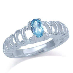 Size 7 / O - Brand New 0.35ct Natural Blue Topaz 925 Sterling Silver Ring  (8318)
