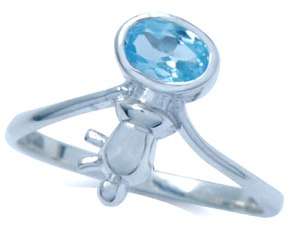 ASHA CRAFT - Genuine 0.75ct Blue Topaz 925 Sterling Silver Ring Size 8 / Q
