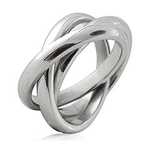 Size 9 / R - Authentic Stainless Steel Russian Wedding Band Ring  (9104)