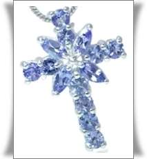 [R8581.13]  100% REAL 1.10ct Genuine Tanzanite Designer Cross Pendant + Chain