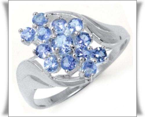 [R9361.24] ASHA CRAFT - 100% REAL 1.22ct Natural Tanzanite Cluster Ring Size 5.5 / L