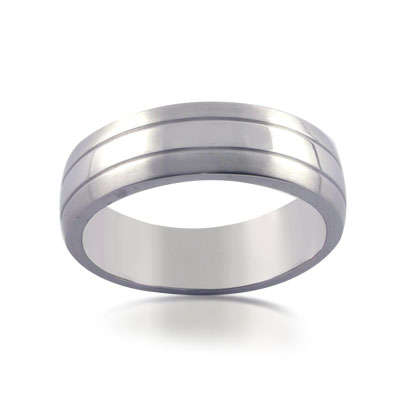 ASHA CRAFT - Gents 4.5g Stainless Steel Ribbed Ring Size 9 / R