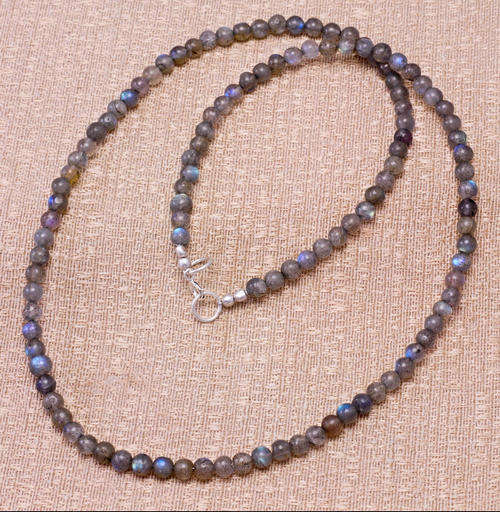 ASHA CRAFT - Labradorite Gems .925 Sterling Silver Clasp Necklace 18"