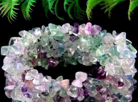 ASHA CRAFT - STUNNING!! Natural Fluorite Gemstone Chip Bracelet 7"