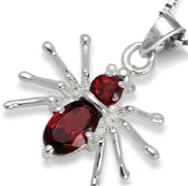 ASHA CRAFT - 100% REAL 0.58ct Garnet Spider Pendant in 925 Sterling Silver