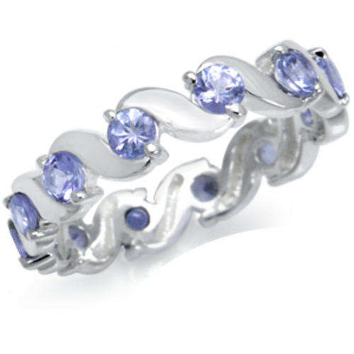 [R10226.04] ASHA CRAFT - 100% REAL 1.44ct Natural Tanzanite Eternity Ring Size 8 / Q