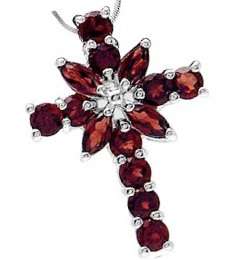 ASHA CRAFT - 100% REAL 1.10ct Natural Garnet Cross Necklace - Exquisite!!