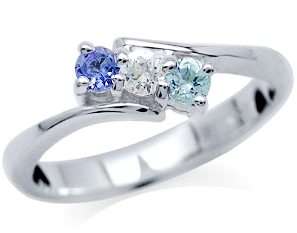 0.44ct Natural Tanzanite, White, Blue Topaz 925 Sterling Silver Ring. Size 5 / K