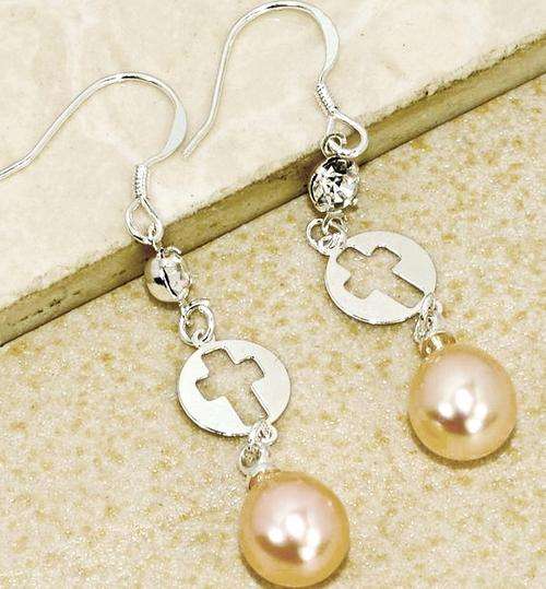 ASHA CRAFT - Freshwater Pearl and CZ 925 Sterling Silver Dangle Earrings