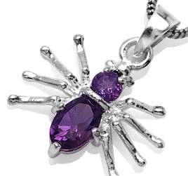 ASHA CRAFT - 100% REAL 0.58ct Amethyst Spider Pendant in 925 Sterling Silver