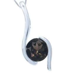 ASHA CRAFT - Adorable 0.47ct Natural Smokey Quartz 925 Sterling Silver Pendant and Chain