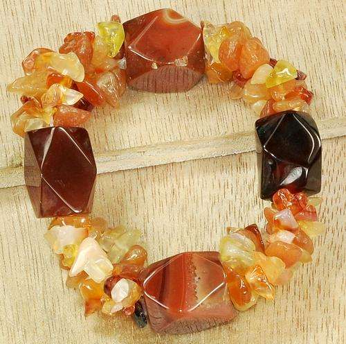 ASHA CRAFT - 100% REAL Carnelian Gemstones Bracelet - Stretchable Size
