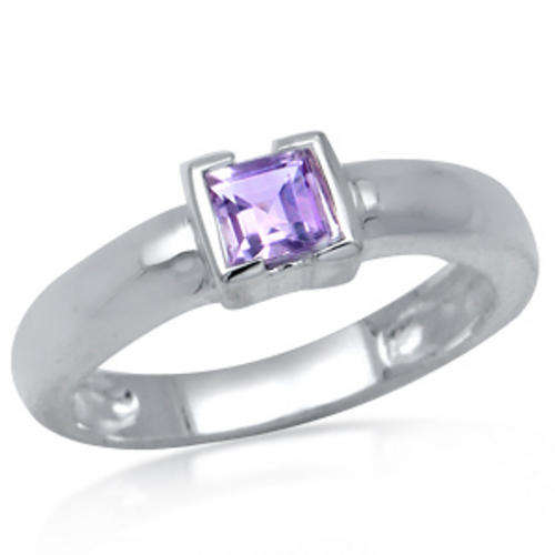 ASHA CRAFT - 0.35ct Genuine Amethyst Princess 925 Sterling Silver Ring Size 5.75 / L