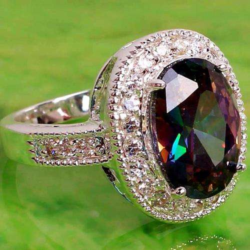 ASHA CRAFT - Extravagant! 4.00ct Cr. Mystic Topaz 925 Sterling Silver Ring Size 9 / S