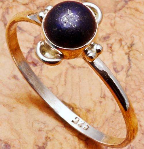 ASHA CRAFT - 100% REAL Lapis Lazuli Gemstone 925 Sterling Silver Ring - Size 9 / R