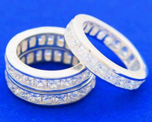 ASHA CRAFT - 4MM Princess Full Eternity 925 Sterling Silver Ring Size 9 / S