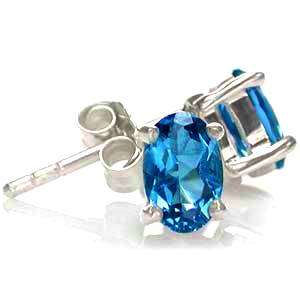 ASHA CRAFT - 1.16ct Genuine London Blue Topaz 925 Sterling Silver Earrings