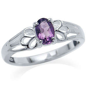 ASHA CRAFT - 0.42ct Genuine Amethyst Filigree 925 Sterling Silver Ring Size 5 / K