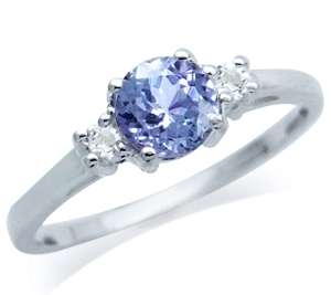 [R6024.19] 100% REAL 0.57ct Genuine Tanzanite Solitaire and Topaz Ring. Size 5 / K
