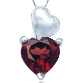 Petite 0.57ct Genuine Garnet Heart 925 Sterling Silver Pendant