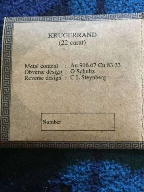 2002 Fine Gold 1/4 oz Krugerrand