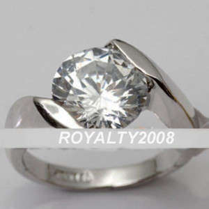 Sparkling 3.50ct Round Cut CZ Split Engagement Ring - Size 10