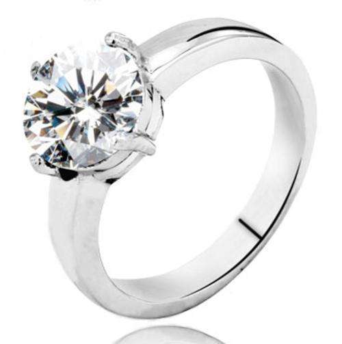 Stainless Steel Simulated Diamond Ring - Size 8