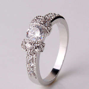 Solitaire Swarovski Crystal Engagement Ring - Size 9