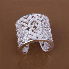 STUNNING** Sterling Solid Silver Ring with Stones - Size 10