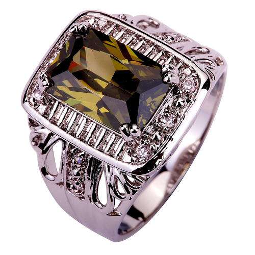 8*12mm Peridot White Topaz Ring Size - 9