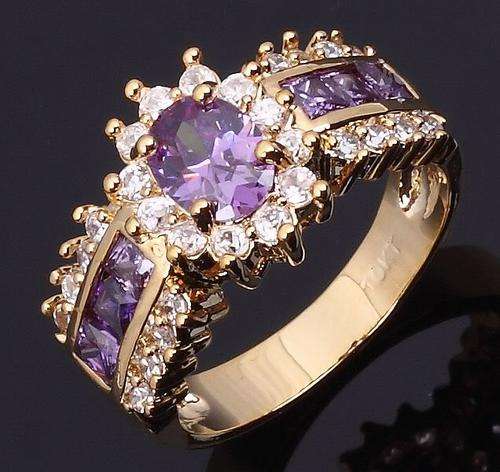 Dazzling Amethyst / 10KT Yellow Gold Filled Ring - Size 9