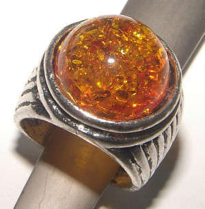 BOLD IMITATION AMBER DRESS RING - Size 11.25