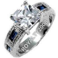 Simulated Sapphire and Diamond Engagement Ring - Size 9