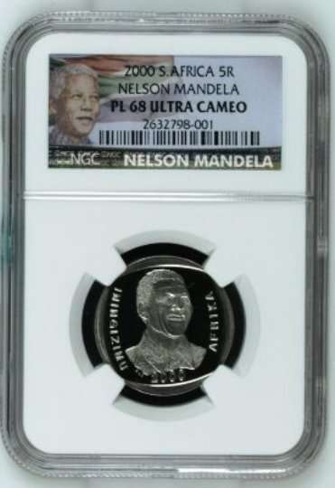 SUPER HIGHEST GRADE ***PL68 ULTRA CAMEO*** MANDELA 2000 SMILEY R5 NGC NEW LABEL