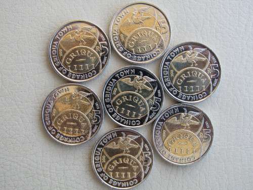 CRAZY R1 START : GRIQUA TOWN 1815-2015 COMMEMORATIVE R5 COIN : 23 UNCIRCULATED COINS