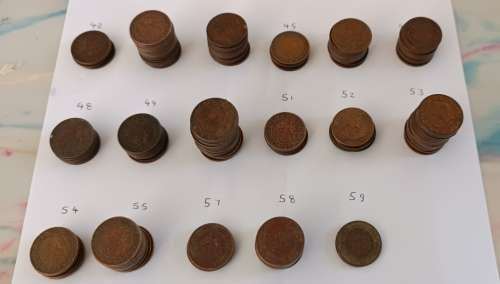 ***UNION OF SOUTH AFRICA*** MIXED LOT OF 159 QUARTER PENNIES 1942 TO 1959***